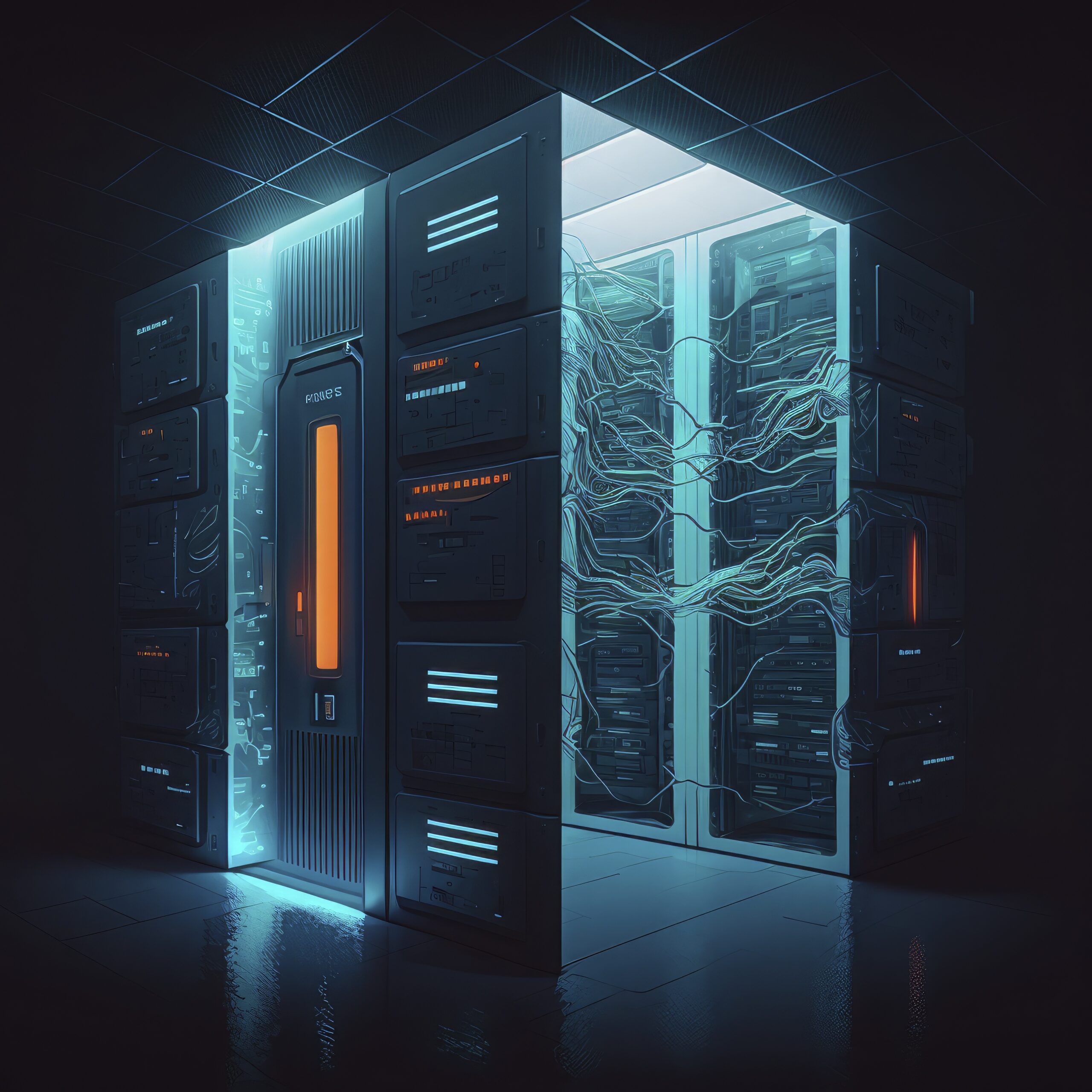 Connection network in servers data center room storage systems