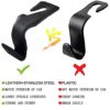 Car Hooks Universal Car Vehicle Back Seat Headrest Hanger Holder Hook Microfiber Leather & Stainless Steel for Bag Purse Cloth Drink Grocery (Black) - Image 4