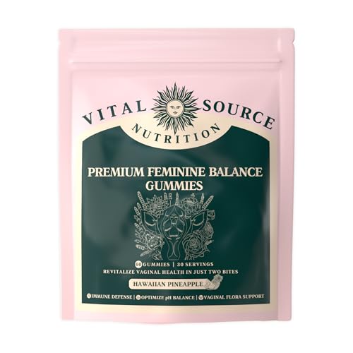 Vital Source Nutrition – Premium Feminine Balance Gummies – for Women’s Health & Wellness – Immune Support – Vegan, Gluten-Free – Hawaiian Pineapple – 60 Gummies – 30 Servings