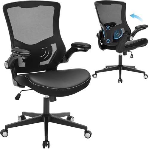 Office Chair Ergonomic Desk Chair Mesh Computer Chair with Adjustable Lumbar Support Flip-up Armrests, Executive Rolling Swivel Comfy Task Chair for Home Office