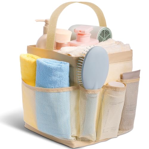 Mesh Shower Caddy Portable for College Dorm Room Essentials for Girls with 9 Pockets,Large-Capacity Shower Basket,Quick Dry Toiletry Tote Bag for Women,Outdoor Gym,Travel,Swim,Beach Camping Essentials