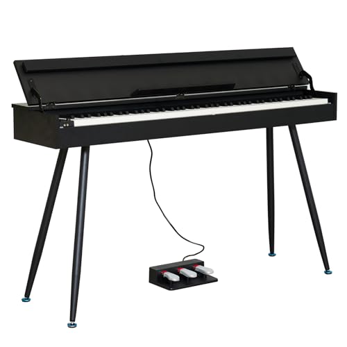 KUMENG Digital Piano 88 Key Weighted Keyboard,Full-Size Desk Progressive Hammer-Action Electric Piano For Beginners, With Sheet Music Stand, Pedal,Power Adapter, Headphone Mode, Usb-Mid