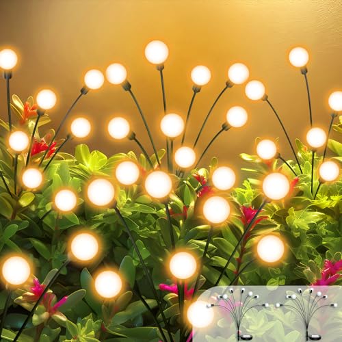 ULAIYO Vibrant Solar Garden Lights, Ultra Bright Solar Powered Firefly Lights Outdoor Waterproof, High Flexibility Starburst Swaying Light, 8 LED Landscape Lighting Decorative for Pathway Patio Yard