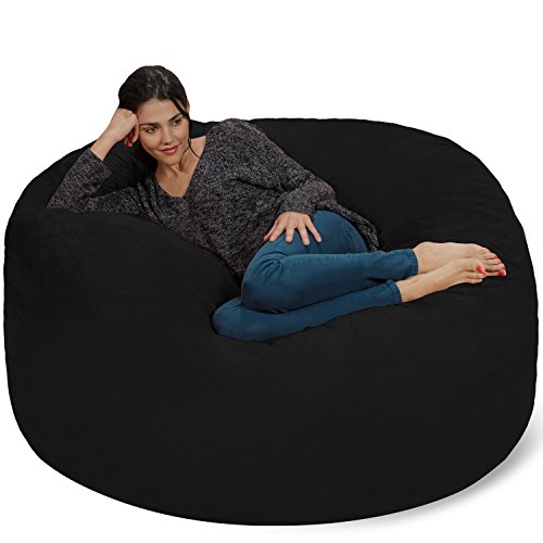 Chill Sack Bean Bag Chair – 5′ Giant Memory Foam Lounge Chair with Soft Microfiber Cover – Cozy Furniture for Living Room, Dorm, & Kids’ Rooms – Comfortable 5 Ft, Microsuede Lounge Sofa, Black