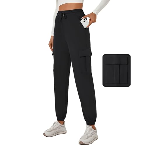 YOYOYOGA Womens Cargo Pants High Waisted Joggers Baggy Drawstring Sweatpants with Pockets Elastic Waist Athletic Pants