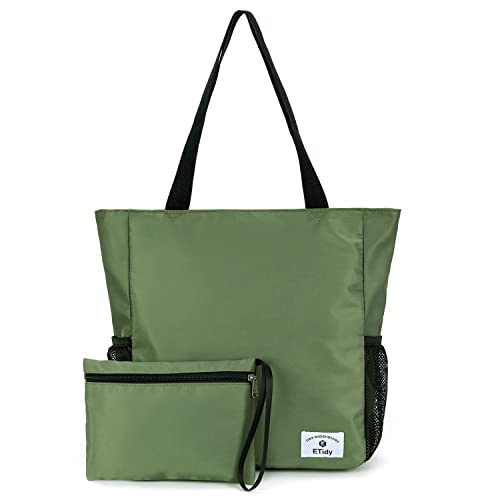 ETidy Large Capacity Foldable Tote Bag With Zipper Water-resistant SandproofWomen Beach Bag Handbag GymBag Travel ShoppingBag
