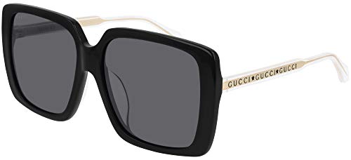 Gucci Square Sunglasses GG0567SA 001 Black/Clear/Gold 58mm 0567