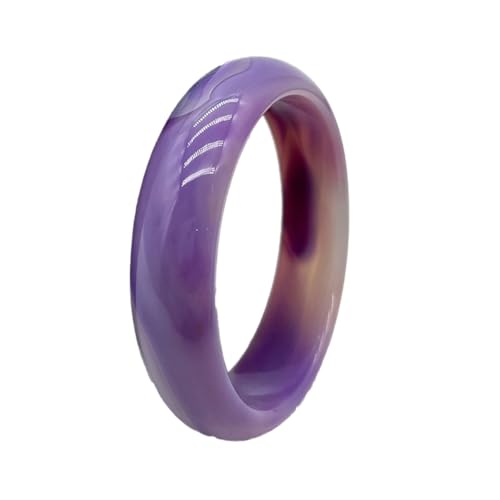 Natural Purple Agate Bangle Thick Bracelet for Women, 13mm Width Chinese Lucky Jewelry Hand-Polished Gemstone Cuff for Christmas Mom Birthday Gift