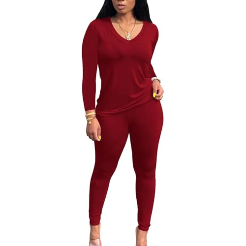 PINSV Women’s Tracksuits 2 Piece Outfits Sweatsuits Long Sleeve Top Jogger Legging Pants Sets