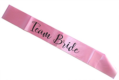 Team Bride Bridesmaid Sash for Bachelorette Party, Bridal Shower, Hen Party Wedding Decorations, Party Favors Accessories, Pink with Black Lettering