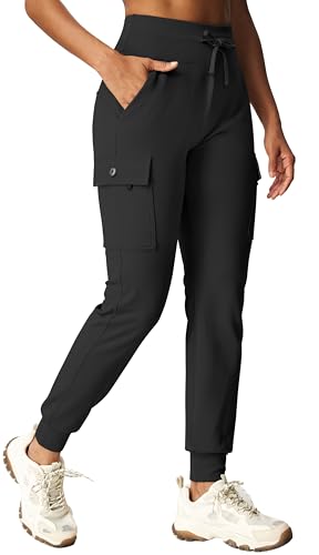 IUGA Women’s Fleece Lined Pants Water Resistant Hiking Joggers High Waist Thermal Cargo Sweatpants for Women