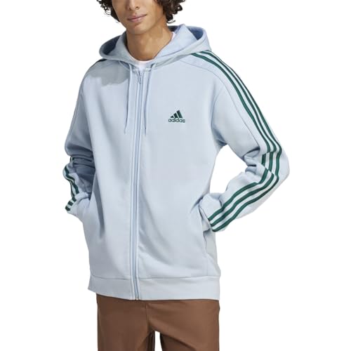 adidas Essentials Fleece 3-Stripes Full Zip Mens Hoodie Jacket L