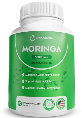 Moringa Powder Capsules – Pure Nutrient-Rich Moringa Powder – A Natural Green Antioxidant Superfood – Supports Energy, Skin Health, Gut Health+ – w/Essential Vitamins & Amino Acids A1
