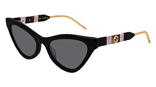 Gucci Women’s Sophisticated Web Cat Eye Sunglasses, Black/Black/Grey, One Size
