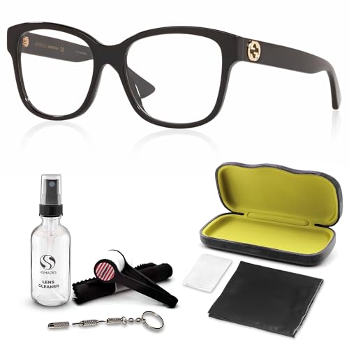 Gucci GG0038ON Designer Fashion Eyeglasses: Classic Square Shape Eyeglasses Frame Eyewear with Luxury eSHADES Kit – Embrace Sophistication and Elegance