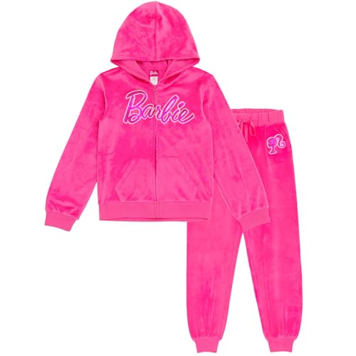 Barbie Velour Matching Family Zip Up Hoodie Pants Outfit Set Newborn to Adult Sizes (Newborn – 2XL)