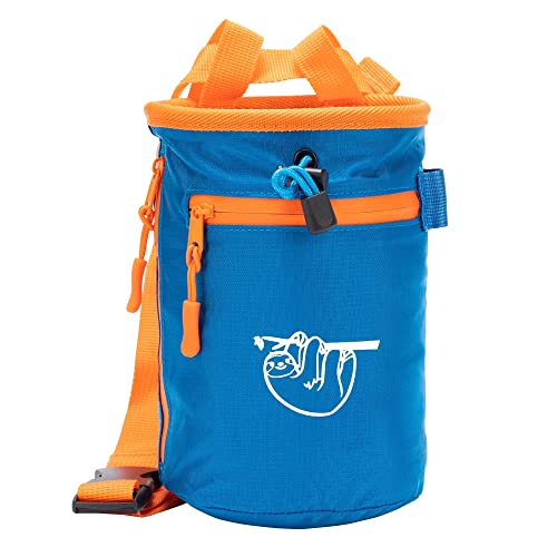 Chalk Bag for Rock Climbing, Climbing Chalk Bag for Bouldering with 2 Large Zipper Storage Pockets, Premium Gym Chalk Bag for Weightlifting, Great Gift and Rock Climbing Gear