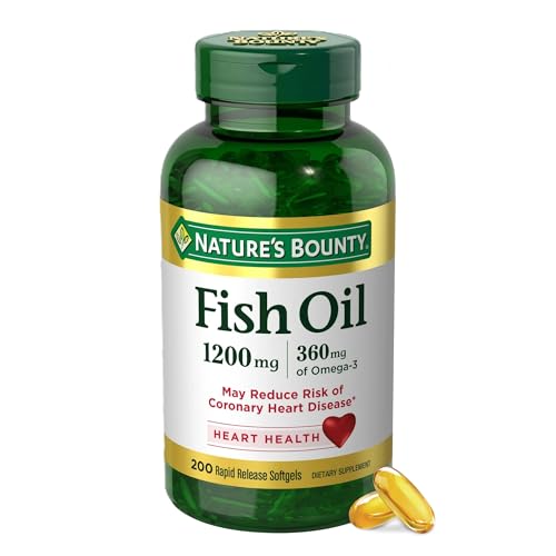 Nature’s Bounty Fish Oil, Supports Heart Health, 1200 Mg, 360 Mg Omega-3, Rapid Release Softgels