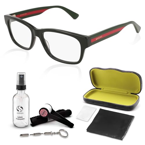 Gucci GG0343O Designer Fashion Eyeglasses Stylish Rectangular Frame Eyewear with Luxury eSHADES Kit – Embrace Sophistication and Elegance