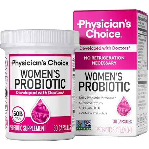Physician’s CHOICE Probiotics for Women – PH Balance, Digestive, UT, & Feminine Health – 50 Billion CFU – 6 Unique Strains for Women – Organic Prebiotics, Cranberry Extract+ – Women Probiotic –