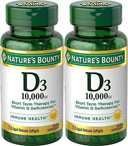 Nature’s Bounty unflavored d3 softgels bottle immune health 10000iu