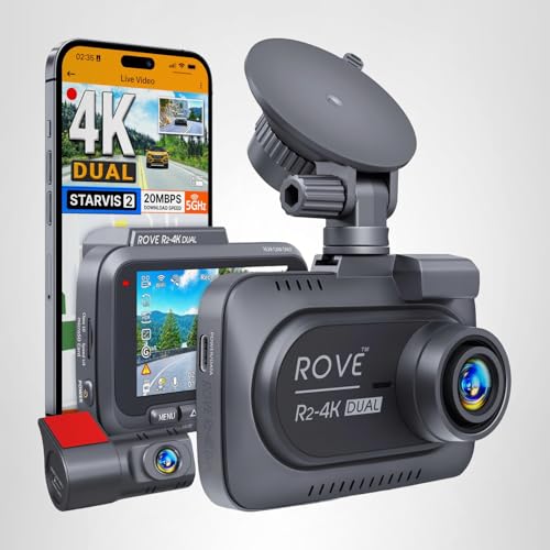 Rove R2-4K Dual Dash Cam Front Rear, Starvis 2